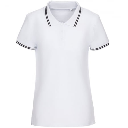 Рубашка поло женская Virma Stripes Lady, белая купить с нанесением логотипа оптом на заказ в интернет-магазине Санкт-Петербург