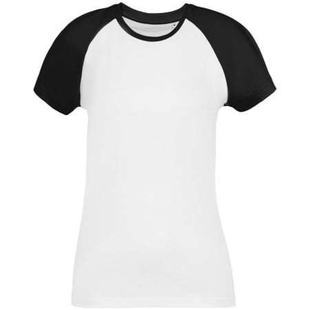 Футболка женская T-bolka Bicolor Lady, белая с черным купить с нанесением логотипа оптом на заказ в интернет-магазине Санкт-Петербург
