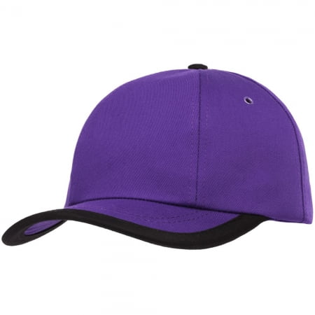 Бейсболка Bizbolka Honor, фиолетовая с черным кантом купить с нанесением логотипа оптом на заказ в интернет-магазине Санкт-Петербург