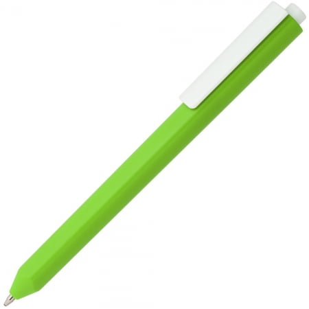 Ручка шариковая Corner, зеленая с белым купить с нанесением логотипа оптом на заказ в интернет-магазине Санкт-Петербург