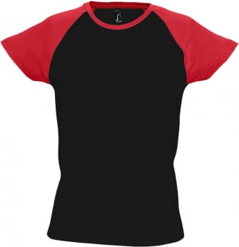 Футболка женская MILKY 150, черная с красным купить с нанесением логотипа оптом на заказ в интернет-магазине Санкт-Петербург