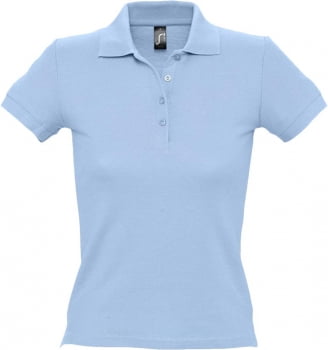 Рубашка поло женская PEOPLE 210, голубая купить с нанесением логотипа оптом на заказ в интернет-магазине Санкт-Петербург