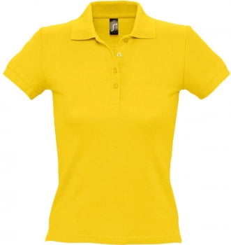 Рубашка поло женская PEOPLE 210, желтая купить с нанесением логотипа оптом на заказ в интернет-магазине Санкт-Петербург