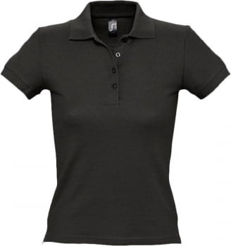 Рубашка поло женская PEOPLE 210, черная купить с нанесением логотипа оптом на заказ в интернет-магазине Санкт-Петербург