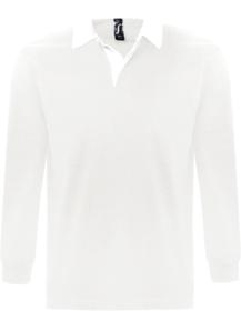 Рубашка поло мужская с длинным рукавом PACK 280 белая купить оптом с нанесение логотипа в Санкт-Петербурге