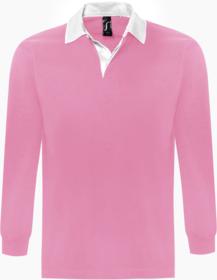Рубашка поло мужская с длинным рукавом PACK 280 розовая купить оптом с нанесение логотипа в Санкт-Петербурге
