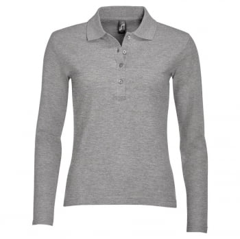 Рубашка поло женская PODIUM серый меланж купить с нанесением логотипа оптом на заказ в интернет-магазине Санкт-Петербург