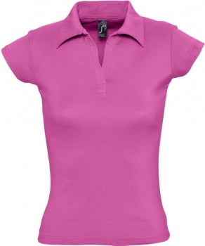 Рубашка поло женская без пуговиц PRETTY 220, ярко-розовая купить с нанесением логотипа оптом на заказ в интернет-магазине Санкт-Петербург