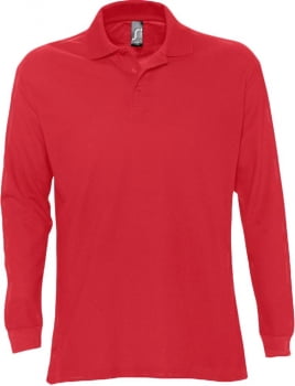 Рубашка поло мужская с длинным рукавом STAR 170, красная купить с нанесением логотипа оптом на заказ в интернет-магазине Санкт-Петербург