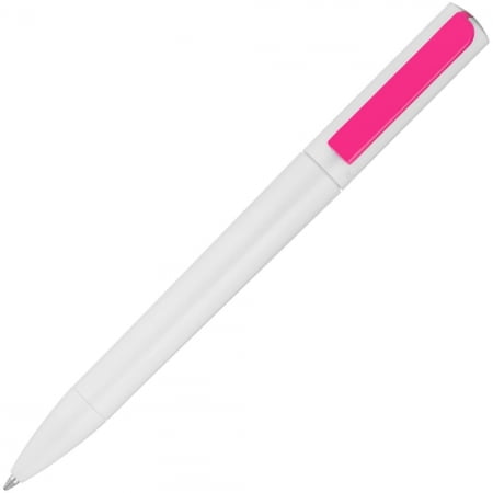 Ручка шариковая Split Neon, белая с розовым купить с нанесением логотипа оптом на заказ в интернет-магазине Санкт-Петербург