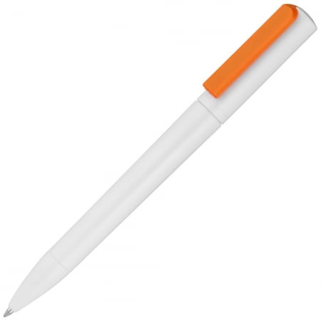 Ручка шариковая Split Neon, белая с оранжевым купить с нанесением логотипа оптом на заказ в интернет-магазине Санкт-Петербург