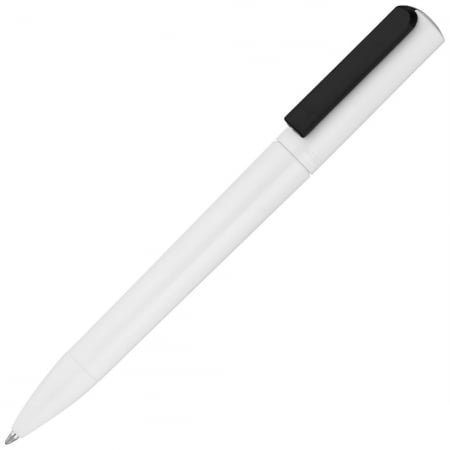 Ручка шариковая Split Neon, белая с черным купить с нанесением логотипа оптом на заказ в интернет-магазине Санкт-Петербург