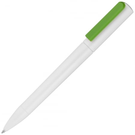 Ручка шариковая Split Neon, белая с зеленым купить с нанесением логотипа оптом на заказ в интернет-магазине Санкт-Петербург