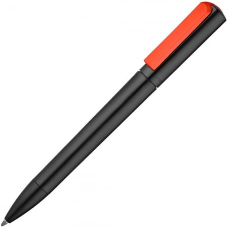 Ручка шариковая Split Neon, черная с красным купить с нанесением логотипа оптом на заказ в интернет-магазине Санкт-Петербург