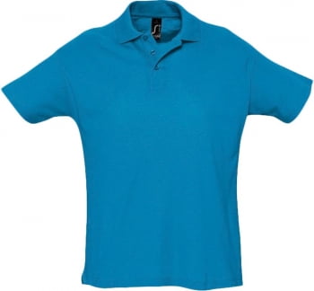 Рубашка поло мужская SUMMER 170, ярко-бирюзовая купить с нанесением логотипа оптом на заказ в интернет-магазине Санкт-Петербург