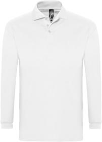 Рубашка поло мужская с длинным рукавом WINTER II 210 белая купить оптом с нанесение логотипа в Санкт-Петербурге