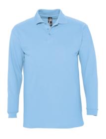 Рубашка поло мужская с длинным рукавом WINTER II 210 голубая купить оптом с нанесение логотипа в Санкт-Петербурге