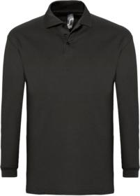 Рубашка поло мужская с длинным рукавом WINTER II 210 черная купить оптом с нанесение логотипа в Санкт-Петербурге