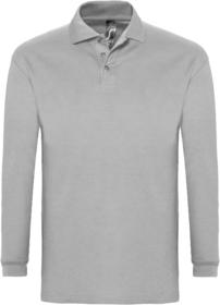Рубашка поло мужская с длинным рукавом WINTER II 210 серый меланж купить оптом с нанесение логотипа в Санкт-Петербурге