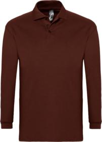 Рубашка поло мужская с длинным рукавом WINTER II 210 шоколадно-коричневая купить оптом с нанесение логотипа в Санкт-Петербурге