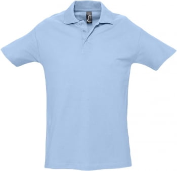 Рубашка поло мужская SPRING 210, голубая купить с нанесением логотипа оптом на заказ в интернет-магазине Санкт-Петербург