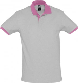 Рубашка поло Prince 190, серый меланж с розовым купить с нанесением логотипа оптом на заказ в интернет-магазине Санкт-Петербург