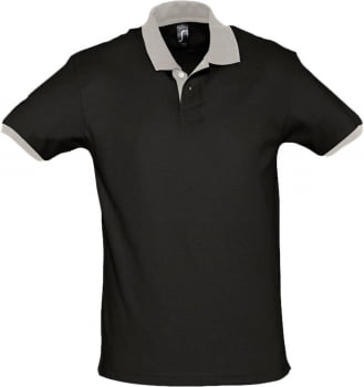 Рубашка поло Prince 190, черная с серым купить с нанесением логотипа оптом на заказ в интернет-магазине Санкт-Петербург