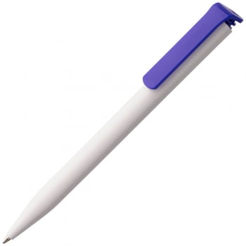 Ручка шариковая Senator Super Hit, белая с темно-синим купить с нанесением логотипа оптом на заказ в интернет-магазине Санкт-Петербург