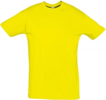 Футболка REGENT 150, желтая (лимонная) купить с нанесением логотипа оптом на заказ в интернет-магазине Санкт-Петербург