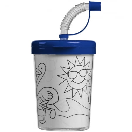 Бутылка-раскраска детская «Передвижник», синяя купить с нанесением логотипа оптом на заказ в интернет-магазине Санкт-Петербург