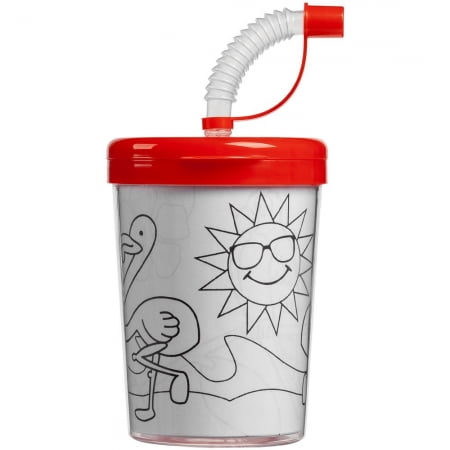 Бутылка-раскраска детская «Передвижник», красная купить с нанесением логотипа оптом на заказ в интернет-магазине Санкт-Петербург