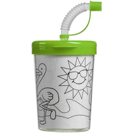 Бутылка-раскраска детская «Передвижник», зеленая купить с нанесением логотипа оптом на заказ в интернет-магазине Санкт-Петербург