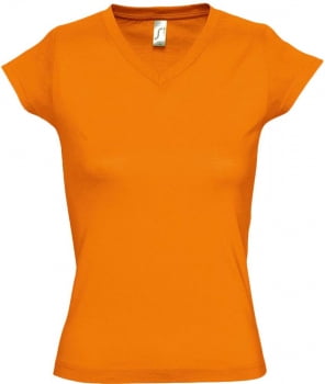 Футболка женская c V-образным вырезом MOON 150, оранжевая купить с нанесением логотипа оптом на заказ в интернет-магазине Санкт-Петербург