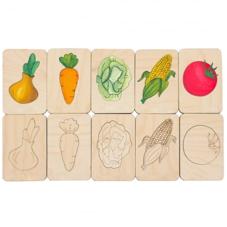 Карточки-раскраски Wood Games, овощи купить с нанесением логотипа оптом на заказ в интернет-магазине Санкт-Петербург