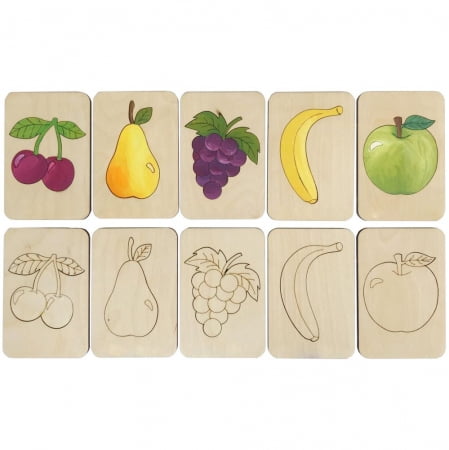 Карточки-раскраски Wood Games, фрукты купить с нанесением логотипа оптом на заказ в интернет-магазине Санкт-Петербург