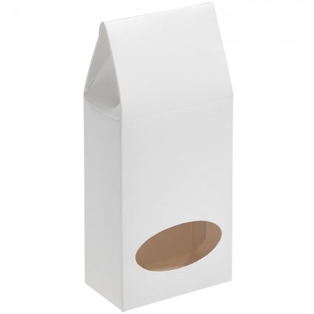Коробка с окном English Breakfast, белая купить с нанесением логотипа оптом на заказ в интернет-магазине Санкт-Петербург