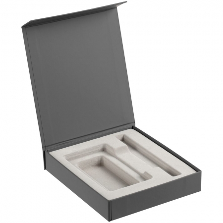 Коробка Latern для аккумулятора и ручки, серая купить с нанесением логотипа оптом на заказ в интернет-магазине Санкт-Петербург