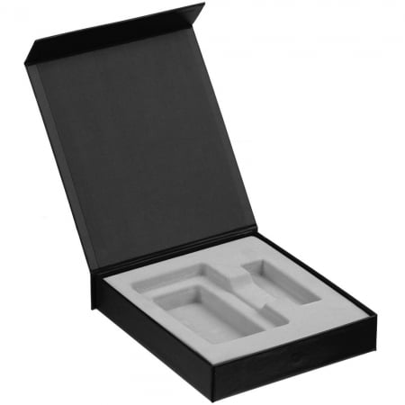 Коробка Latern для аккумулятора 5000 мАч и флешки, черная купить с нанесением логотипа оптом на заказ в интернет-магазине Санкт-Петербург