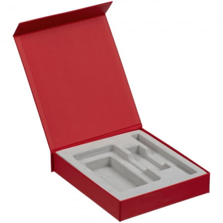 Коробка Latern для аккумулятора 5000 мАч, флешки и ручки, красная купить с нанесением логотипа оптом на заказ в интернет-магазине Санкт-Петербург