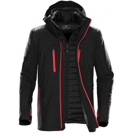 Куртка-трансформер мужская Matrix, черная с красным купить с нанесением логотипа оптом на заказ в интернет-магазине Санкт-Петербург