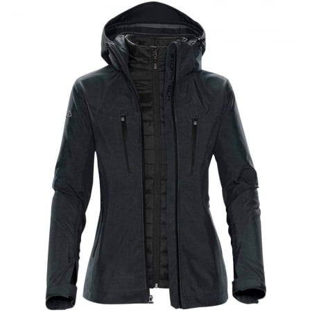 Куртка-трансформер женская Matrix, серая с черным купить с нанесением логотипа оптом на заказ в интернет-магазине Санкт-Петербург