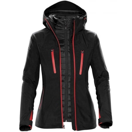 Куртка-трансформер женская Matrix, черная с красным купить с нанесением логотипа оптом на заказ в интернет-магазине Санкт-Петербург