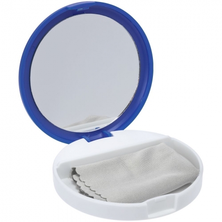 Зеркало с подставкой для телефона Self, синее купить с нанесением логотипа оптом на заказ в интернет-магазине Санкт-Петербург