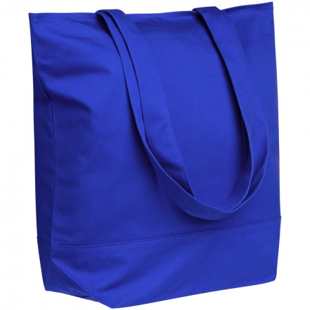 Сумка для покупок на молнии Shopaholic Zip, синяя купить с нанесением логотипа оптом на заказ в интернет-магазине Санкт-Петербург