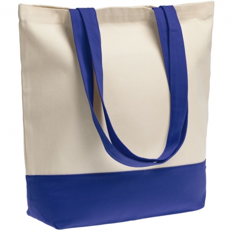 Сумка для покупок на молнии Shopaholic Zip, ярко-синяя купить с нанесением логотипа оптом на заказ в интернет-магазине Санкт-Петербург