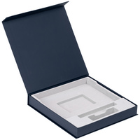 Коробка Memoria под ежедневник, аккумулятор и ручку, синяя купить с нанесением логотипа оптом на заказ в интернет-магазине Санкт-Петербург