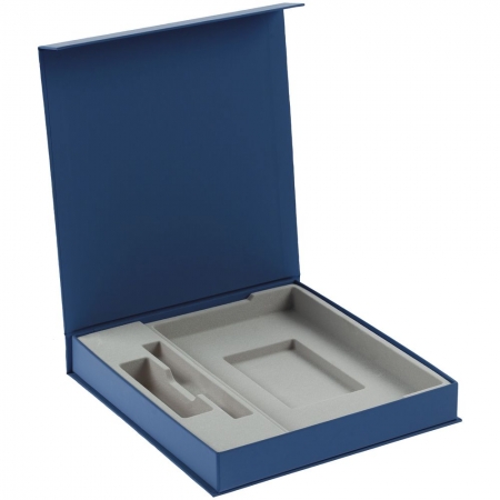Коробка Arbor под ежедневник 13х21 см, аккумулятор и ручку, синяя купить с нанесением логотипа оптом на заказ в интернет-магазине Санкт-Петербург