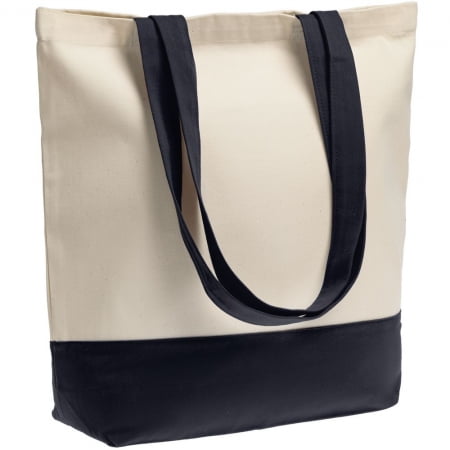 Холщовая сумка Shopaholic, темно-синяя купить с нанесением логотипа оптом на заказ в интернет-магазине Санкт-Петербург