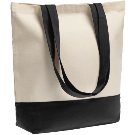Холщовая сумка Shopaholic, черная купить с нанесением логотипа оптом на заказ в интернет-магазине Санкт-Петербург