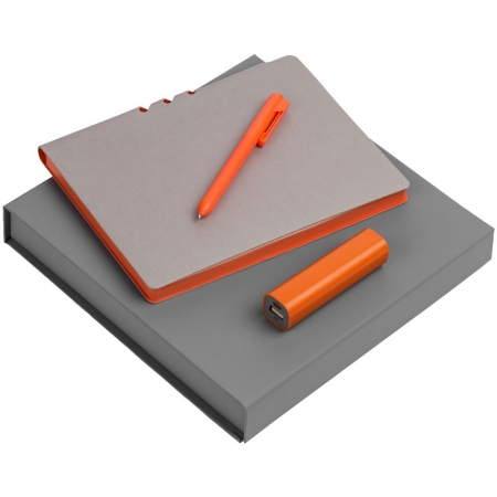 Набор Flexpen Energy, серебристо-оранжевый купить с нанесением логотипа оптом на заказ в интернет-магазине Санкт-Петербург
